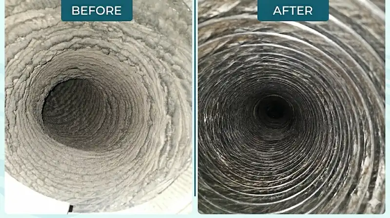 Round flexible duct cleaning result