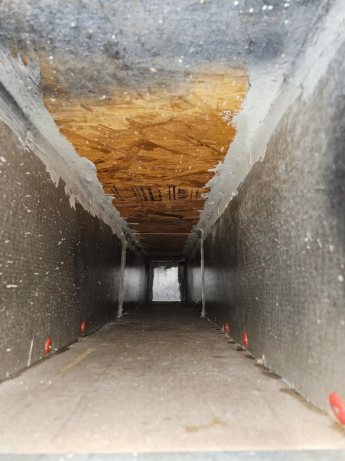 Square ceiling duct after FreshVent cleaning