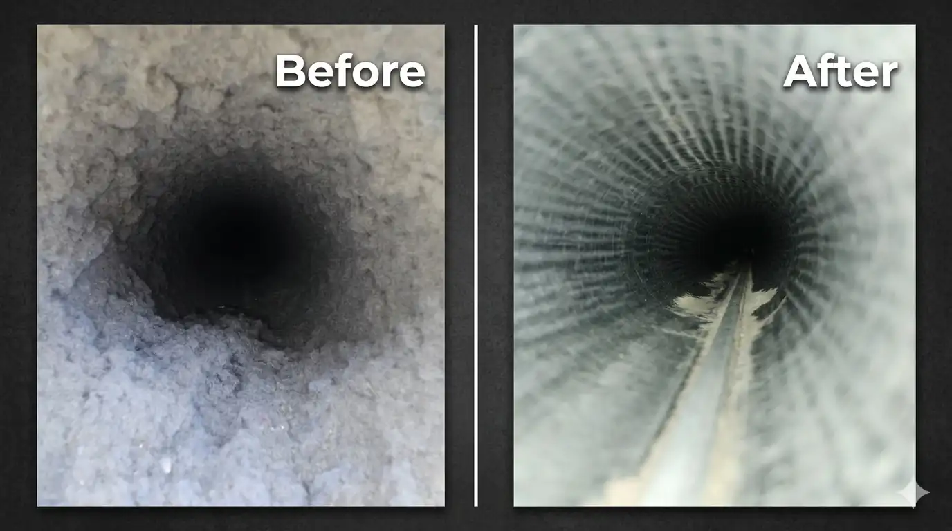 Dryer vent before and after lint removal