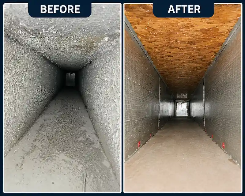 Air duct cleaning before and after, Dallas TX home